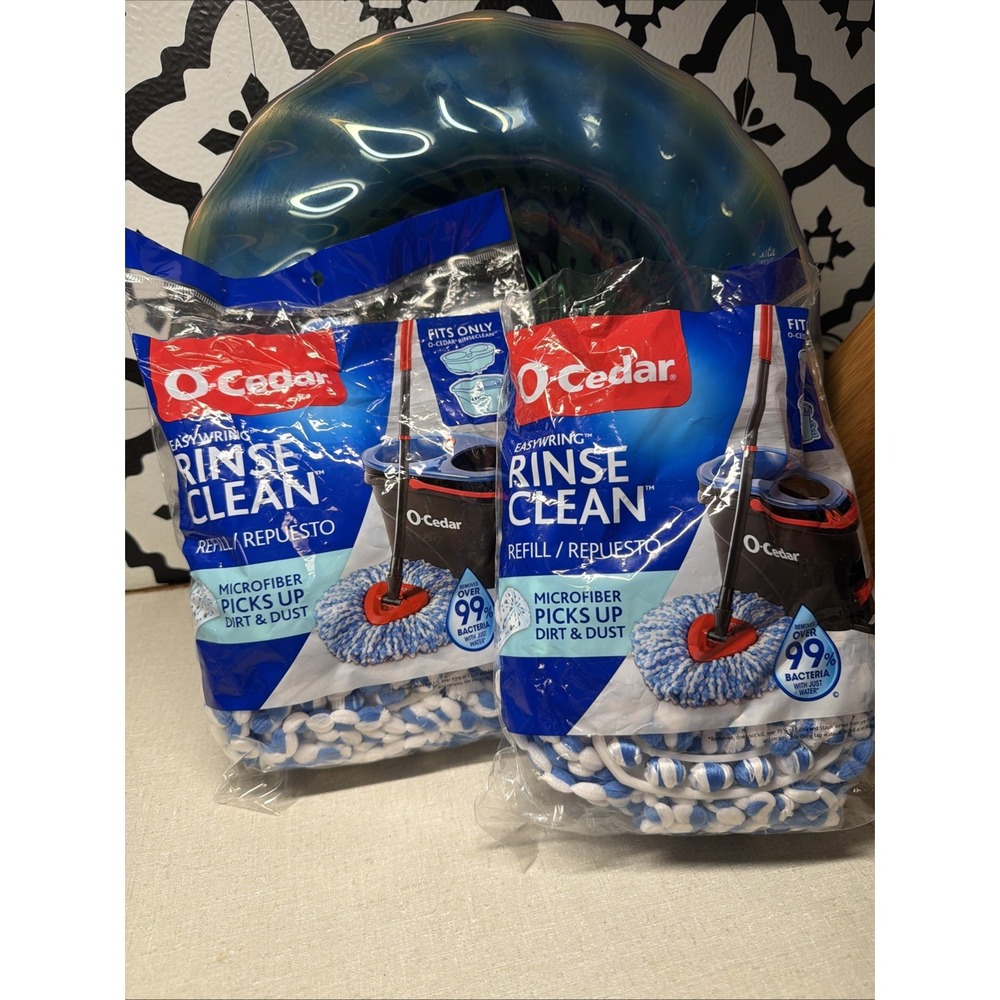 O-Cedar Easy Wring Rinse Clean Spin Mop Head Replacement 2-Tank System Set Of 2